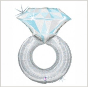 Balão foil Anel Platina Diamante Holographic 97Cm Grabo