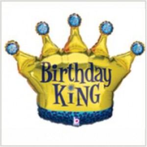 Balão foil Coroa Birthday King 91cm Grabo