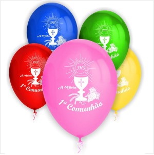 10 Balões Comunhão Cálice (Desenho 2 Faces)balões verdes
