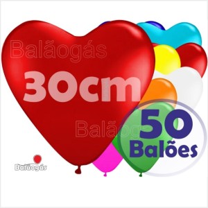 50 Balões Coração 30cm