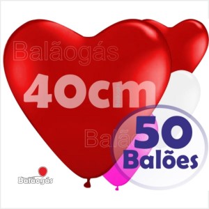 50 Balões Coração 40cm