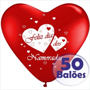 50 Balões Coração Feliz dia dos Namorados