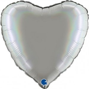 Balão Coração Platina 46cm Pure