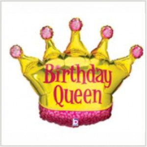 Balão foil Coroa Birthday Queen 91cm Grabo