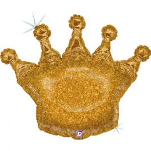 Balão Coroa Ouro Glitter 91cm Grabo