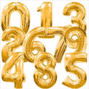 Balões Números Foil 14/36cm Dourado