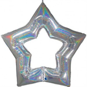 Balão Foil Estrela Linky Glitter Prata 48" 122cm