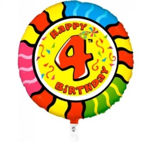 Balão 4º Aniversário redondo 53Cm