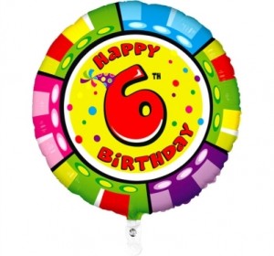 Balão 6º Aniversário redondo 53Cm
