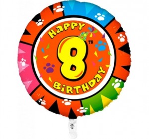 Balão 8º Aniversário redondo 53Cm