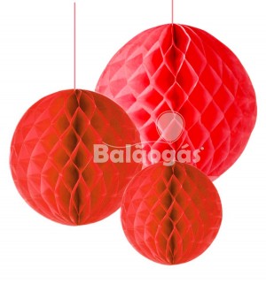 Balão de Papel em Favos Vermelho