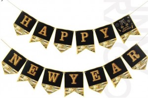 Bandeirolas Happy New Year  Taça Champanhe 3m.