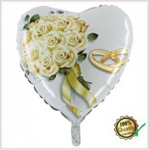 Balão Coração Foil Bouquet Rosas Alianças 46cm Grabo