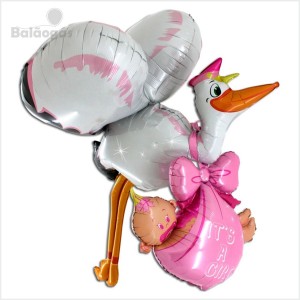 Balão Foil Cegonha 3D 157cm It´s a Girl Grabo