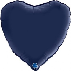Balão Coração Cetim 46cm Azul Marinho
