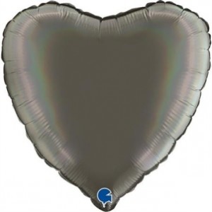 Balão Coração Platina 46cm Cinza