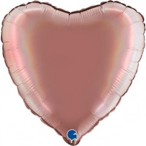 Balão Coração Platina 46cm Rose