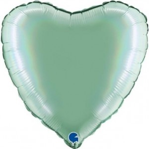Balão Coração Platina 46cm Tiffany