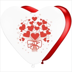 10 Balões Coração Ramo Corações