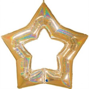 Balão Foil Estrela Linky Glitter Ouro 48" 122cm