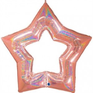 Balão Foil Estrela Linky Glitter Rosa Gold 48" 122cm