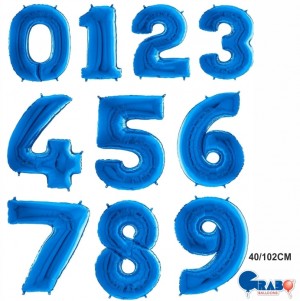 Balões Numeros Azul 40"/102cm Grabo
