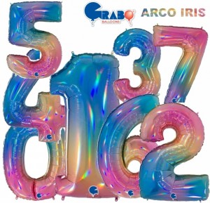 Balões Número Arco Iris 40"/102cm Grabo