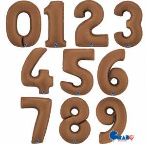 Balões Numeros Chocolate Cetim 40"/102cm Grabo