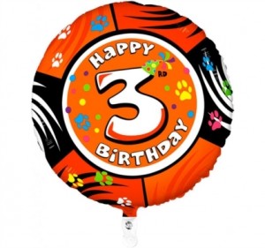 Balão 3º Aniversário redondo 53Cm