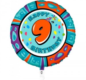 Balão 9º Aniversário redondo 53Cm