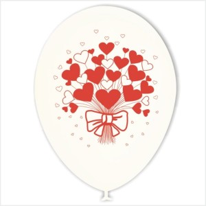 10 Balões Redondos Ramo Corações (Desenho 2 faces)