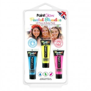 Kit 3 Tintas de Neon UV Facial e Corporal Pastel
