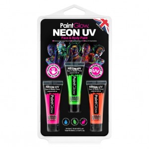 Kit 3 Tintas de Neon UV Facial e Corporal